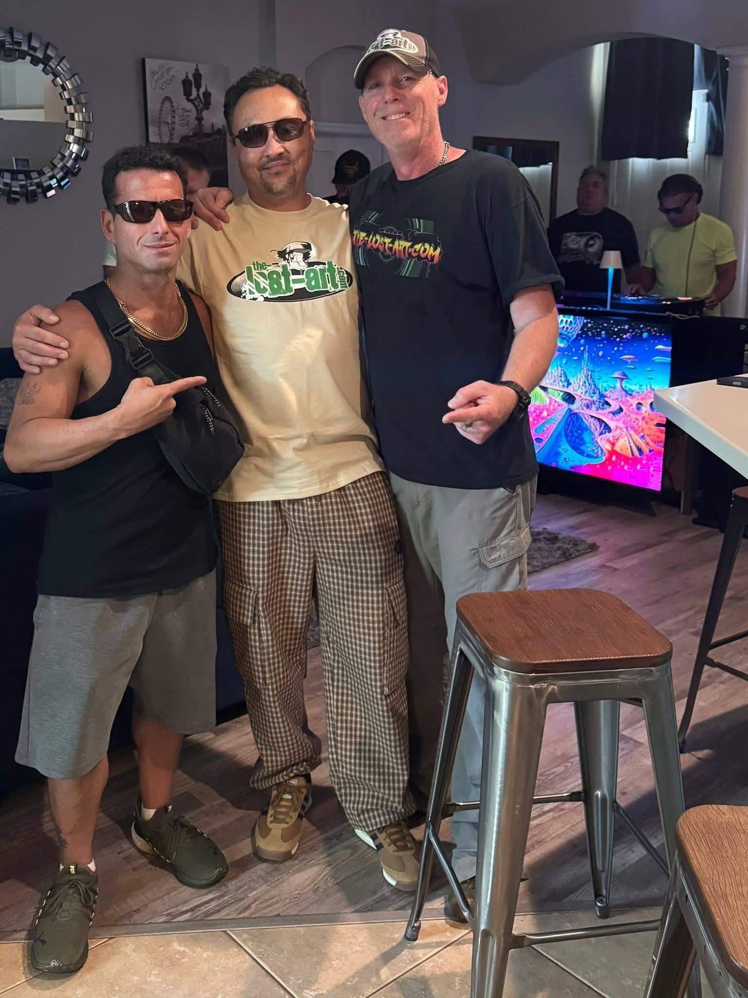 DJ Natural Nate® with Axelito Deejay and Rob Cokeless at the Florida underground show May 2026 with DJ setup visible