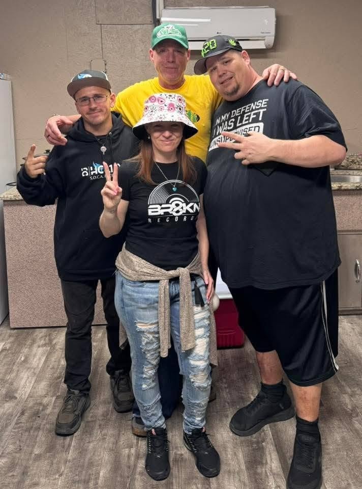 Group photo at the Florida underground show May 2026, BR8KN Records crew with DJ Natural Nate®