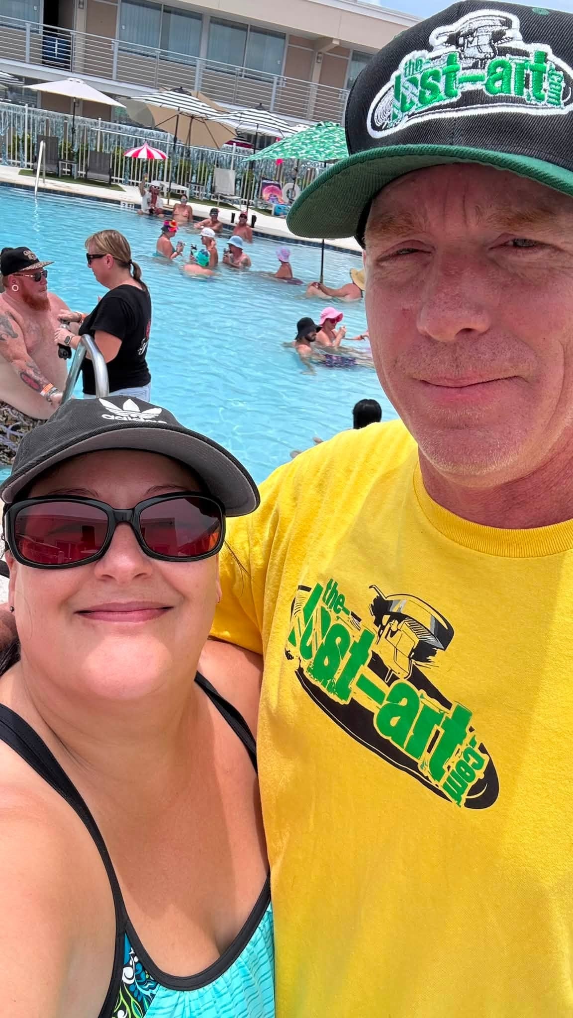 Jiggabot and DJ Natural Nate® at the pool in Florida, The-Lost-Art™ merch