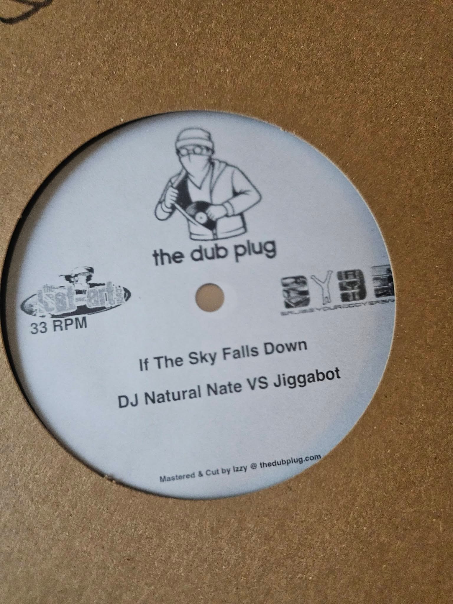 DJ Natural Nate® VS Jiggabot white label test pressing, close-up detail
