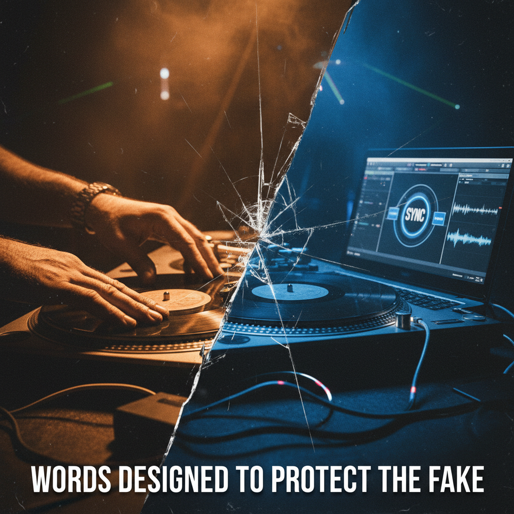The Language of Deflection, vinyl turntables versus laptop sync button, DJ Natural Nate® on the words the industry uses to protect fake DJs